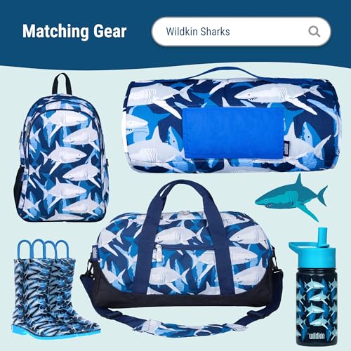Wildkin Kids Two Compartment Insulated Lunch Bag – Keeps Food Hot or Cold, Easy-Clean Lining, Leak-Resistant & BPA-Free – Boys & Girls, Ideal for School, Travel & Daycare – Sharks - color: Sharks