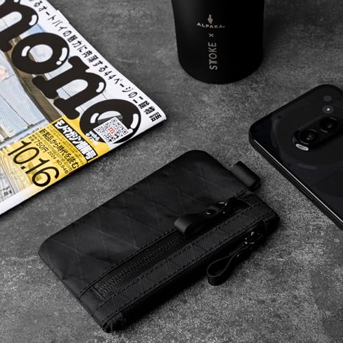 ALPAKA Zip Pouch Black X-Pac- RFID-Blocking Small Cash and Card Zip Wallet with Carbon Neutral, Weatherproof Fabrics, YKK Zipper, EDC Pouch for Men Travel - color: Black