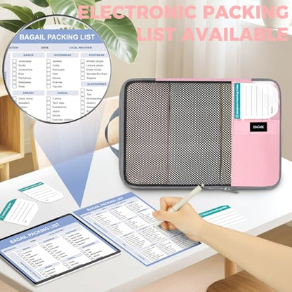 BAGAIL 4/6 Set/8 Set Compression Packing Cubes Travel Accessories Expandable Packing Organizers(HalfMesh, 8-Pink) - color: 8-Pink, style: Half Mesh