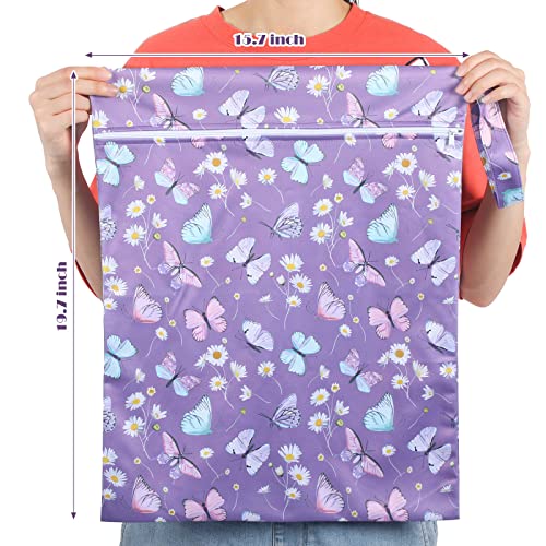 Shappy 2 Pack Large Travel Laundry Bags, Large Wet Dry Waterproof Dirty Clothes Bag for Suitcase, Swimsuit Beach Gym College Dorm Wet Bag(Butterfly) - style: Butterfly
