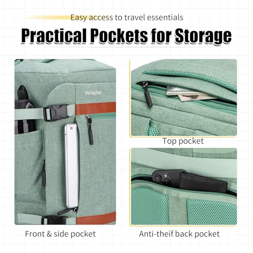 42L Travel Backpack with 4 Packing Cubes, TSA Friendly Flight Approved Carry-On Bag with USB Charging Port, Water-Resistant Weekender Business Backpack for Men Women, Fits 17.3" Laptop(Green) - color: Green