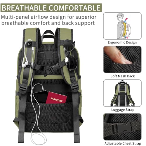 Cooler Backpack,Insulated Backpack Cooler Leakproof Double Deck Cooler Bag for Men Women RFID Lunch Backpack - color: Green