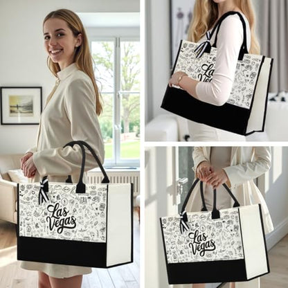 Seattle Italy Chicago New York Las Vegas Paris Gifts for Women Canvas Tote Bag Mother's Day Gifts for Women - color: Lasvegas