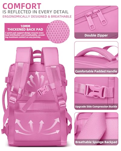 LARVENDER Carry on Luggage 22x14x9 Airline Approved Hardshell Suitcase with Wheels TSA Lock, PC+ABS Lightweight Suitcase Set for Women with Travel Backpack, Glossy Berry - color: Glossy Berry (XL-BP), size: 3 Piece Set (Backpack/TB/20)