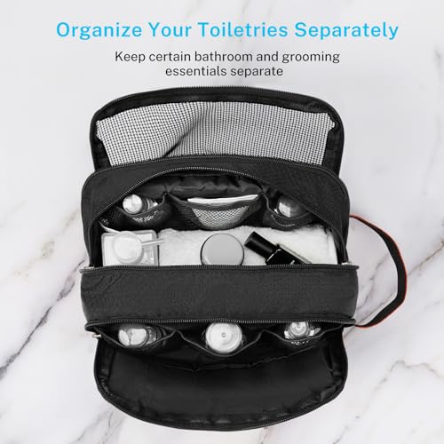 Gonex Travel Toiletry Bag Nylon, Toiletries Kit Shaving Bag Toiletry Organizer Black & Orange - color: Black & Orange