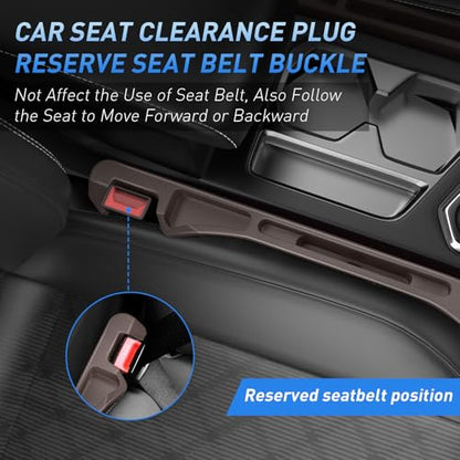 Car Seat Gap Filler 2Pack, Inserts Between Seats Console with Organizer Storage Upgraded Phone Holder Car Side Seat Gap Fillers Cars Front Seats Fill Plug Car Essentials for Vehicle SUV Truck (Brown) - color: Brown