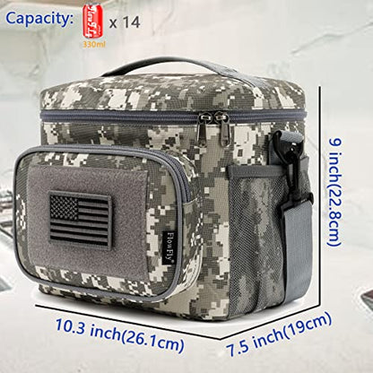 FlowFly Tactical Lunch Bag Large Insulated Lunch Box Cooler Tote for Men, Women with MOLLE/PALS Webbing (Digital#Camo, Medium) - color: Digital#Camo, size: Medium