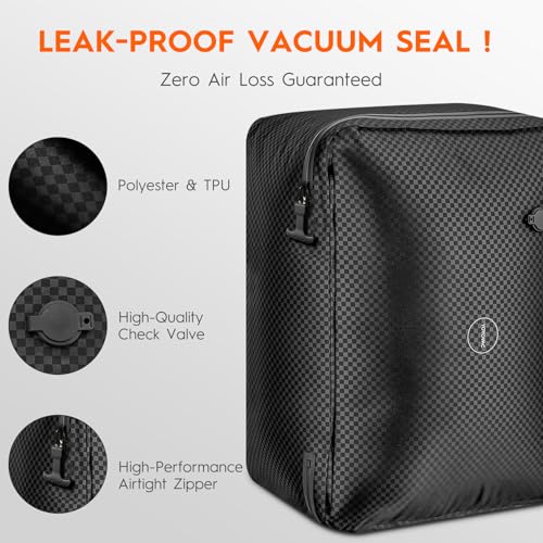 43L Max Capacity Vacuum Compression Bag with Wireless Pump - Space Saver Bag for Travel Luggage, No Checked Baggage, IP68, Reusable, Fits 20/24/28 Inch Suitcases (No Tracker) - color: 1PC+Pump (No Tracker)