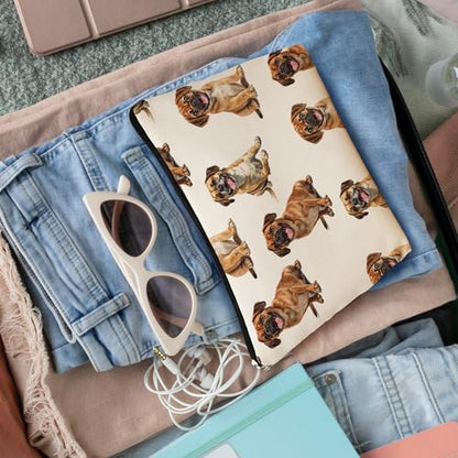Puggle Dog Makeup Bag, Puggle Lovers Gifts Cosmetic Bag for Women, Dog Mom Lovers Owner Gifts for Women Christmas, Pet Lover Gift Zipper Travel Makeup Pouch for Purse - color: puggle