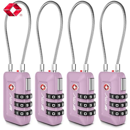 TSA Accepted Luggage Travel Lock, Set-Your-Own Combination Lock for School Gym Locker, Luggage Suitcase Baggage Locks, Filing Cabinets, Toolbox, Case (Purple, 4 Pack) - color: Purple, size: 4 Pack