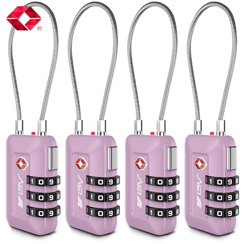 TSA Accepted Luggage Travel Lock, Set-Your-Own Combination Lock for School Gym Locker, Luggage Suitcase Baggage Locks, Filing Cabinets, Toolbox, Case (Purple, 4 Pack) - color: Purple, size: 4 Pack