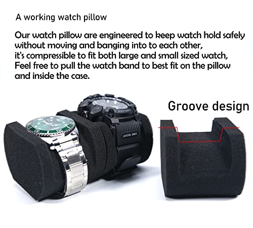 3 slots watch case for travel and storage, hard Watch Roll Organizer holder for Men and Women with microfiber lining - size: 3 slots