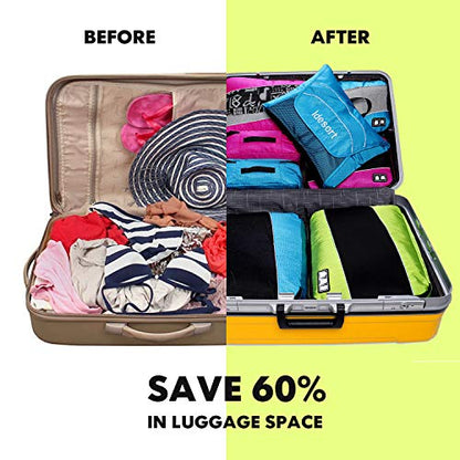 Packing Cubes Luggage Bags Organizer Durable Travel Accessories With Clothing Label - color: 8 set - Rose/Green