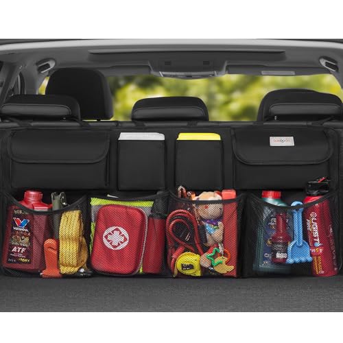 SURDOCA Car Trunk Organizer, LARGE CAPACITY Car Storage Bag with 8 Pockets, 7X Upgraded Trunk Storage Organizer for Car, SUV, Truck, MPV - color: Black, size: L-35.5x18.2in