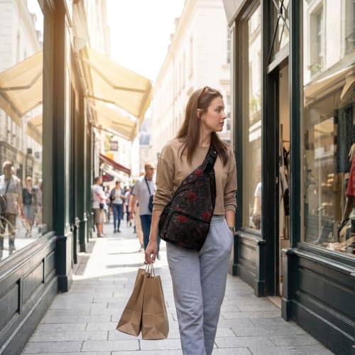 Rose Gothic Style Crossbody Bags for Women Men Trendy Sling Bag Backpack Casual Chest Bag Shoulder Strap - color: Color 14
