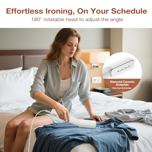 Newbealer 2in1 Travel Iron, 100-240V Clothes Steamer, 2 Steam Levels, Gold | Portable for On-the-Go, Heats in 20s, Dry Iron No Clamp, 180° Rotatable Head, 360° Leak-Proof, Auto-Off, Self-Cleaning, 90ml