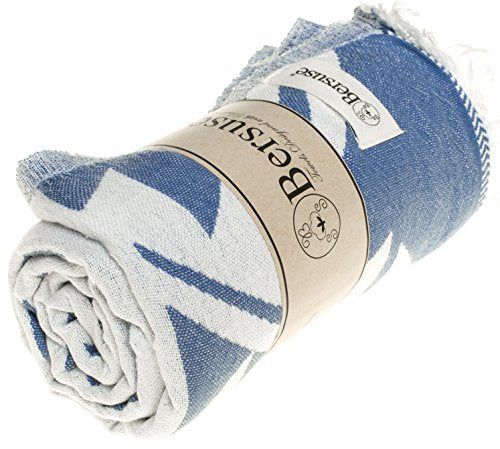 Bersuse 100% Cotton Yucatan Turkish Towel - 39x71 Inches, Llight Blue - color: Llight Blue
