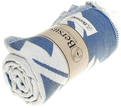 Bersuse 100% Cotton Yucatan Turkish Towel - 39x71 Inches, Llight Blue - color: Llight Blue