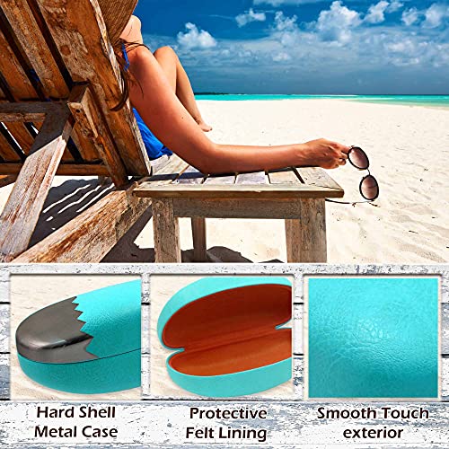MyEyeglassCase® Large Hard Sunglasses Case | fits Large curved Sunglasses, with microfiber bag and cleaning cloth - color: Turquoise