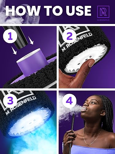 M. ROSENFELD Purple Mini Hookah Pump Hookah Starter with Rechargeable Battery - Electric Hookah Starter Vacuum Kit with Led Light - Mini Portable Charcoal Starter