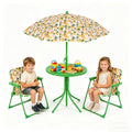 HONEY JOY Kids Picnic Table, Animal Themed Toddler Outdoor Table and Chair Set, 2 Folding Chairs & Removable Umbrella, Children Outdoor Furniture for Backyard Patio Garden (Green Lion) - color: Green Lion
