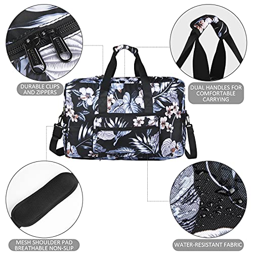 F.FETIVIN Weekender Bag Carry On Travel Duffle Medium Overnight Bag for Women(Floral Leaf) - color: A-Floral Leaf