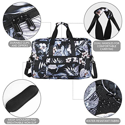 F.FETIVIN Weekender Bag Carry On Travel Duffle Medium Overnight Bag for Women(Floral Leaf) - color: A-Floral Leaf