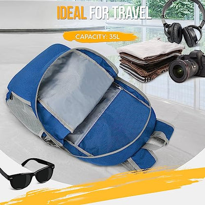 ZOMAKE Lightweight Packable Backpack 35L, Light Foldable Backpacks Water Resistant Collapsible Hiking Bag, Compact Folding Day Pack for Travel Camping(Dark Blue) - color: Dark Blue