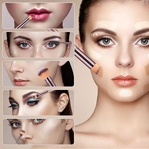 HEYMKGO Makeup Brushes 15PCS Champagne Gold Professional Makeup Brush Set Foundation Brush Blending Powder Blush Concealer Eye Make Up Brush with Bag - color: Champagne Gold