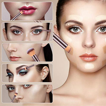 HEYMKGO Makeup Brushes 15PCS Champagne Gold Professional Makeup Brush Set Foundation Brush Blending Powder Blush Concealer Eye Make Up Brush with Bag - color: Champagne Gold