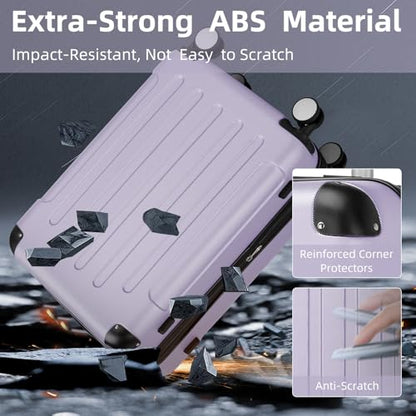 Luggage Sets 6 Piece, Expandable Luggage Set Clearance for Women, Suitcases with Wheels, Hardside Hard Shell Travel Luggage with TSA Lock (Lavender Purple, 6pcs) - color: Lavender Purple, size: 6 piece set