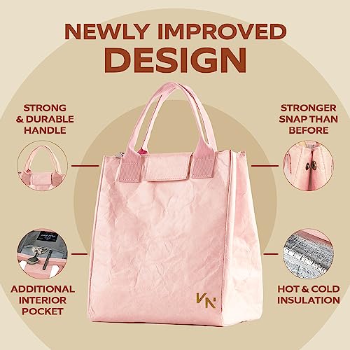 VonNova Women’s Insulated Lunch Bag with Premium 4mm Cooler Insulation, Cute Large 7L Lunch Tote for Office, Durable Small Lunch Box for Women, Stylish Lunchbox for Adults, Teens, Nurses, Teachers - color: Pink