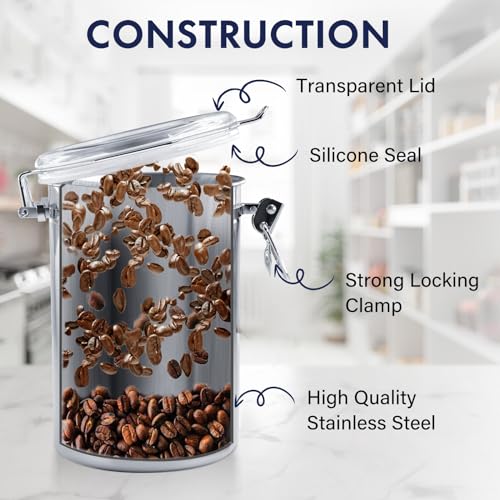 ENLOY 4-Piece Stainless Steel Airtight Food Storage Canister Set with Clear Lid, Containers Sets for Kitchen Counter for Sugar, Flour, Tea, Candy, Cookie, Spice, 28/32/38/65 oz - size: Small
