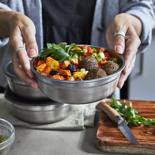 BLACK + BLUM Lunch Bowl - Reusable Meal Prep Containers for Picnic & Camping - Microwavable Stainless Steel Lunch & Dinner Food Storage Box with Leak Proof Lid - Dishwasher & Oven Safe - 650ml - size: Small Bowl (650ml)