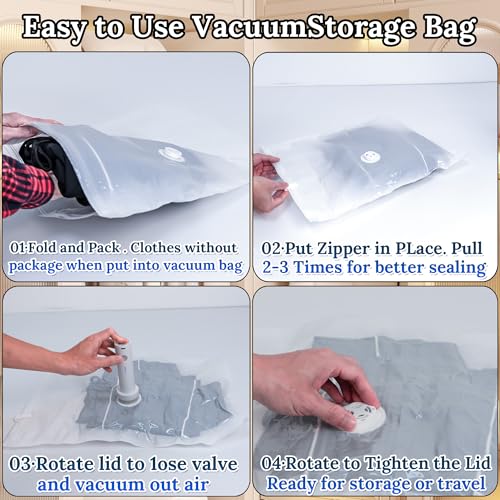 Vacuum Sealing Bags for Clothing Travel,Space Saver Vacuum Storage Bags with Air Pump,Compression Packing for Luggage and Clothes Travel (12 Combo Bags+Electric Pump) - size: 12 Combo Bags+Electric Pump