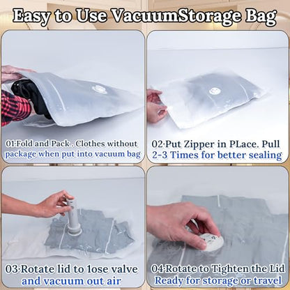 Vacuum Sealing Bags for Clothing Travel,Space Saver Vacuum Storage Bags with Air Pump,Compression Packing for Luggage and Clothes Travel (15 Combo Bags+Electric Pump) - size: 15 Combo Bags+Electric Pump