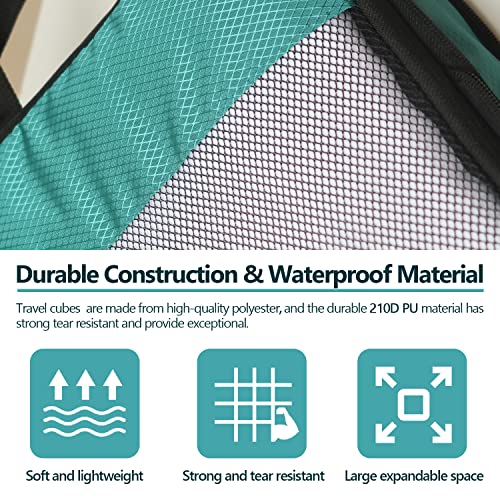 Compression Packing Cubes for Suitcases,5 Set Travel Essentials, Lightweight Luggage Organizer Bags, Travel Cubes for Carry on - color: Green