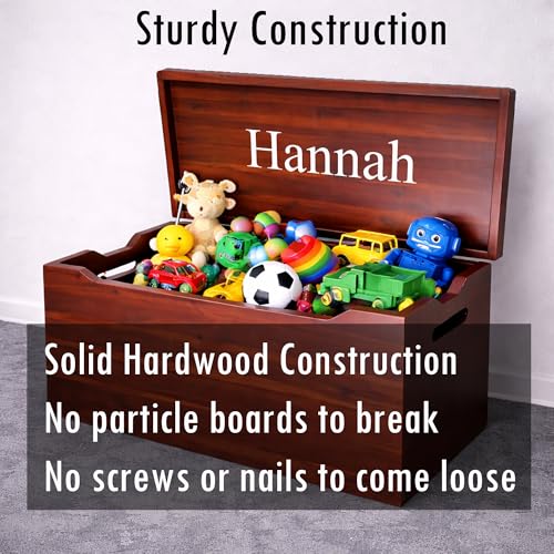 Personalized Engraved Name, Fully Assembled, Solid Wood Storage Trunk with Lid & Handles, Hope Chest, Wooden Box, Bedroom Organizer, Birthday, Gift, Blankets, Clothes, Slow-Close Lid, 30”, Mahogany - color: Mahogany-Engraved