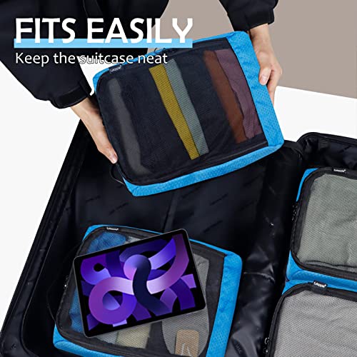 4-PACK Blue Organizer Cubes - Pack Luggage, Suitcase and Carry On Cubes - color: 4 PACK Blue Honeycomb
