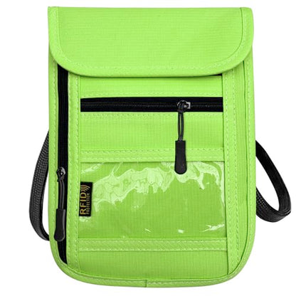 RFID Blocking Travel Neck Wallet Pouch and Passport Holder, Travel Neck Pouch Passport Holder for Women & Men - Green - color: Green