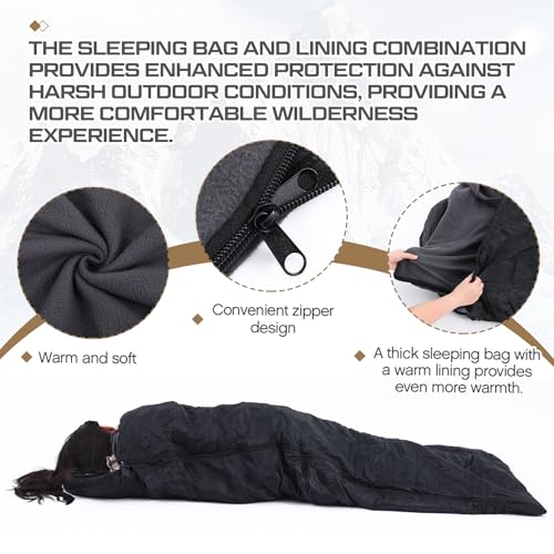 Tranqun Sleeping Bags for Adults with Fleece Cotton Liner, Warm Portable Waterproof Lightweight with Compression Sack for Spring Camping Hiking Travel