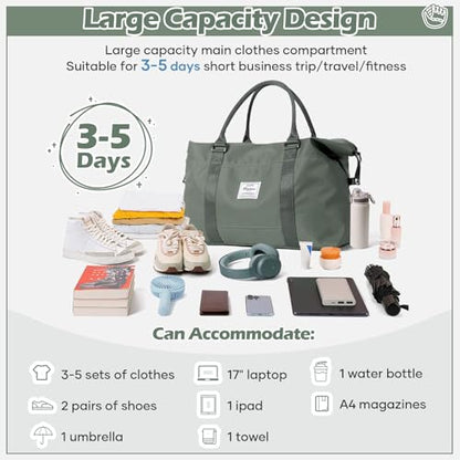 Small Gym Duffel Bag, Travel Weekender Bags for Women, Overnight Gym Carry On Tote Bag with Wet Pocket, Hospital Mom Bag for Labor and Delivery - Green - color: X-Green