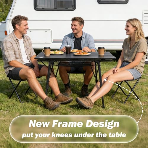 Portable Camping Table with Adjustable Hight Legs, Lightweight Aluminum Folding Beach Table with Mesh Net,Carrying Bag for Outdoor Cooking, Picnic, Beach, Backyards, BBQ and Party - color: Black-90cm