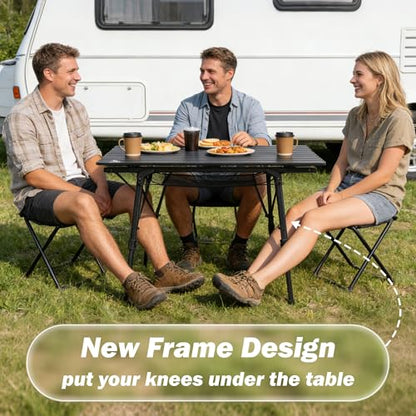 Portable Camping Table with Adjustable Hight Legs, Lightweight Aluminum Folding Beach Table with Mesh Net,Carrying Bag for Outdoor Cooking, Picnic, Beach, Backyards, BBQ and Party - color: Black-90cm