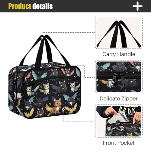 MNSRUU Hanging Toiletry Bags for Women Travel, Gothic Skull Cat Bat Toiletry Organizer Portable Travel Clear Wash Makeup Cosmetic Bag - color: Skull I 4212