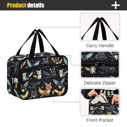 MNSRUU Hanging Toiletry Bags for Women Travel, Gothic Skull Cat Bat Toiletry Organizer Portable Travel Clear Wash Makeup Cosmetic Bag - color: Skull I 4212