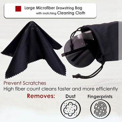 MyEyeglassCase Sports Sunglasses Case and Slim wallet Semi hard large glasses case w/belt clip soft pouch & cloth - color: B15hc Black/Black1
