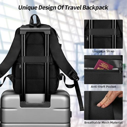 HOMIEE Ryanair Personal Item 40x20x25 Travel Bag, 20L Carry on Backpack TSA Approved Under Seat Water Resistant Cabin Bag for Weekender Gift Fits 15.6 Inch Laptop, Black - color: Black, size: Large