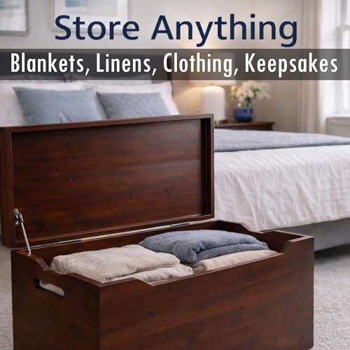 Fully Assembled, Solid Wood Storage Chest with Lid & Handles, Wooden Box, Organizer, Storage, Birthday, Gift, Blankets, Clothes, Keepsakes, Anti-Slam Hinges, 30” Professional Mahogany Finish - color: Mahogany