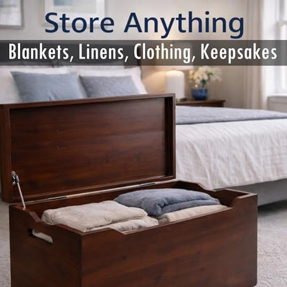 Fully Assembled, Solid Wood Storage Chest with Lid & Handles, Wooden Box, Organizer, Storage, Birthday, Gift, Blankets, Clothes, Keepsakes, Anti-Slam Hinges, 30” Professional Mahogany Finish - color: Mahogany